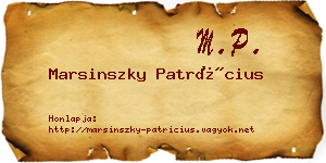 Marsinszky Patrícius névjegykártya